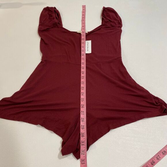 Pacsun L.A. Hearts Ribbed Burgundy Scoop Neck Romper NWT Size M - Picture 6 of 7